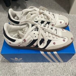 Adidas Women's Samba OG White Sneakers with Purple Floral Accents